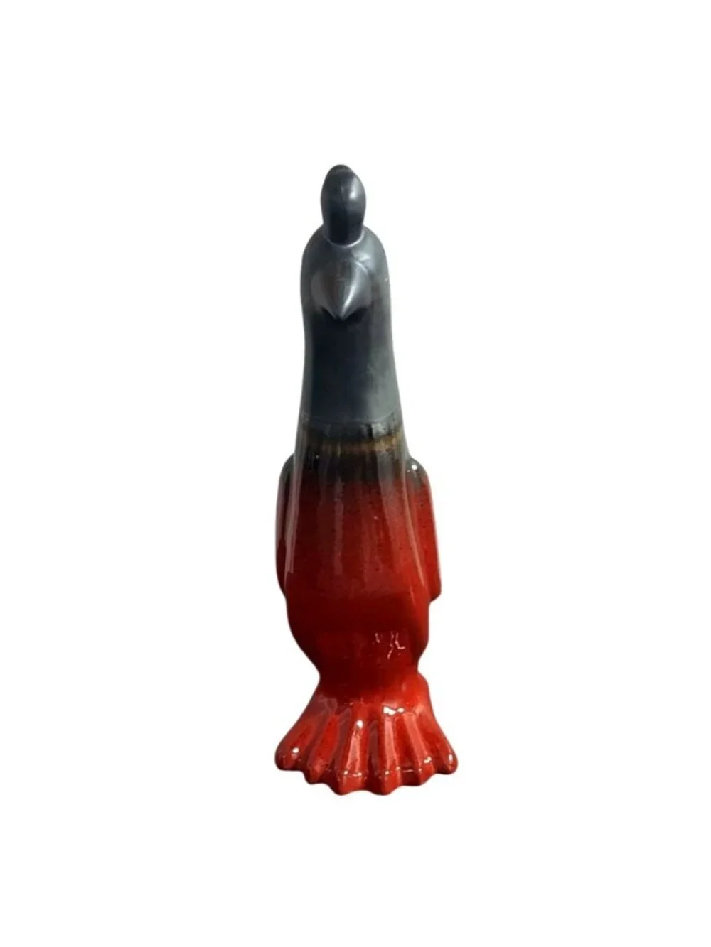 Cerarpa Rustic Red & Black Glazed Ceramic Chicken Figurine Portugal Farmhouse